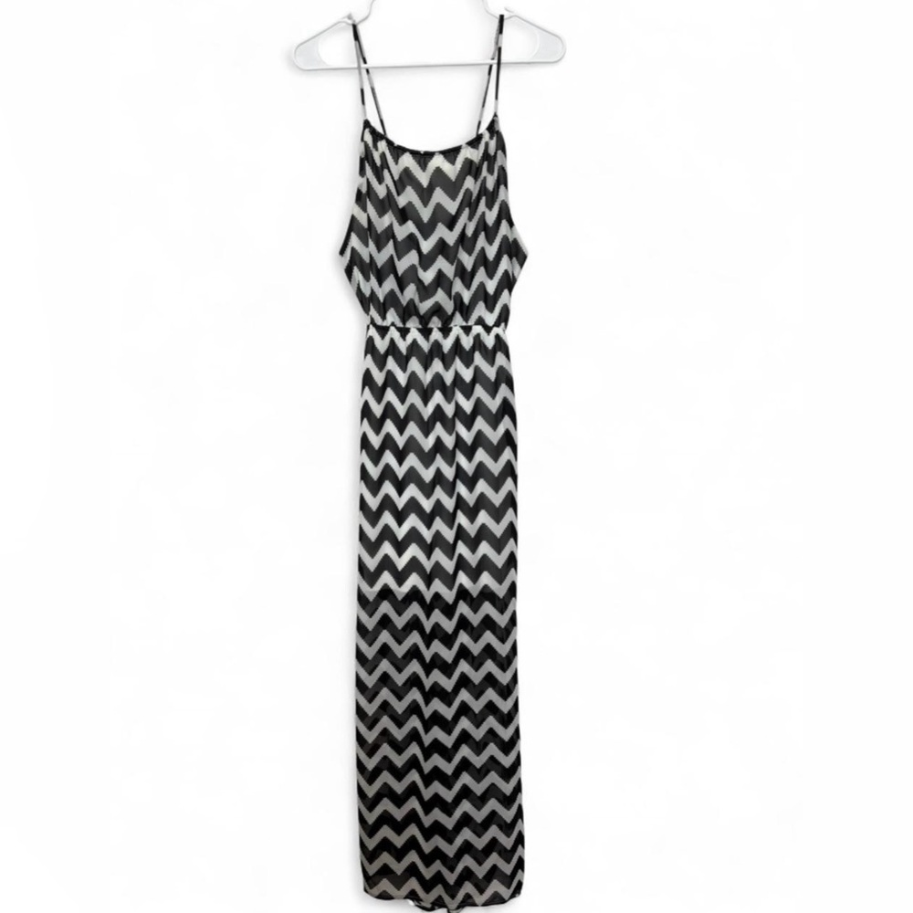 Women's Rachel Kate Black And White Chevron Maxi Dress Small Lightweight Y2K